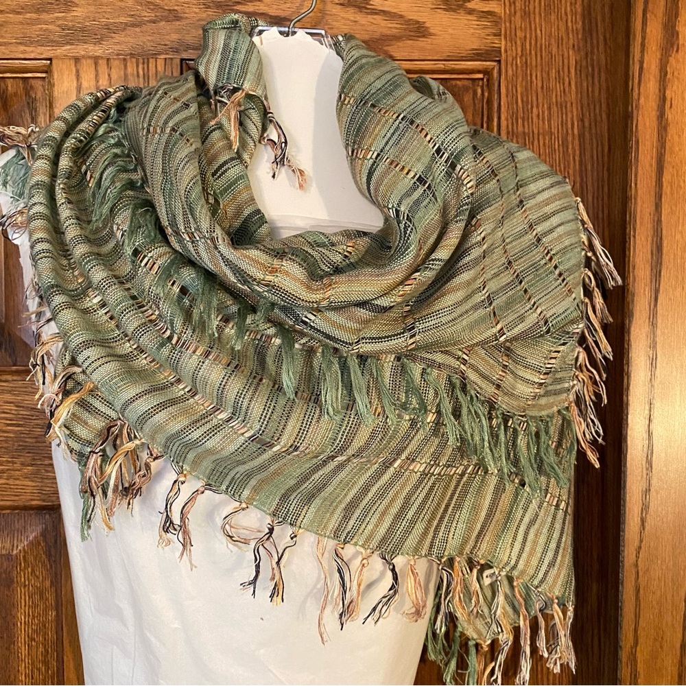 Lauren Liz Women’s Scarf in Sage Green mixed pattern.